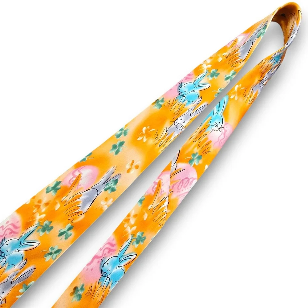 J Garcia Mens Silk Tie Orange Bunny Easter Egg Clover Can I Keep Him George 55